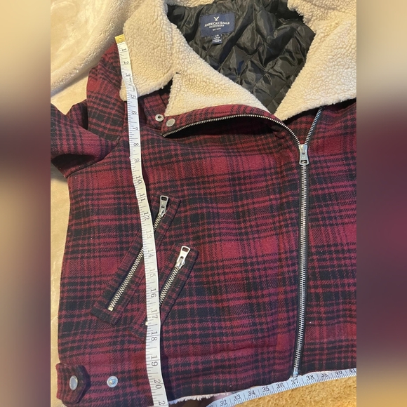 American Eagle Plaid Moto Jacket, Size L - Quilted Comfort, EUC - Picture 4 of 11